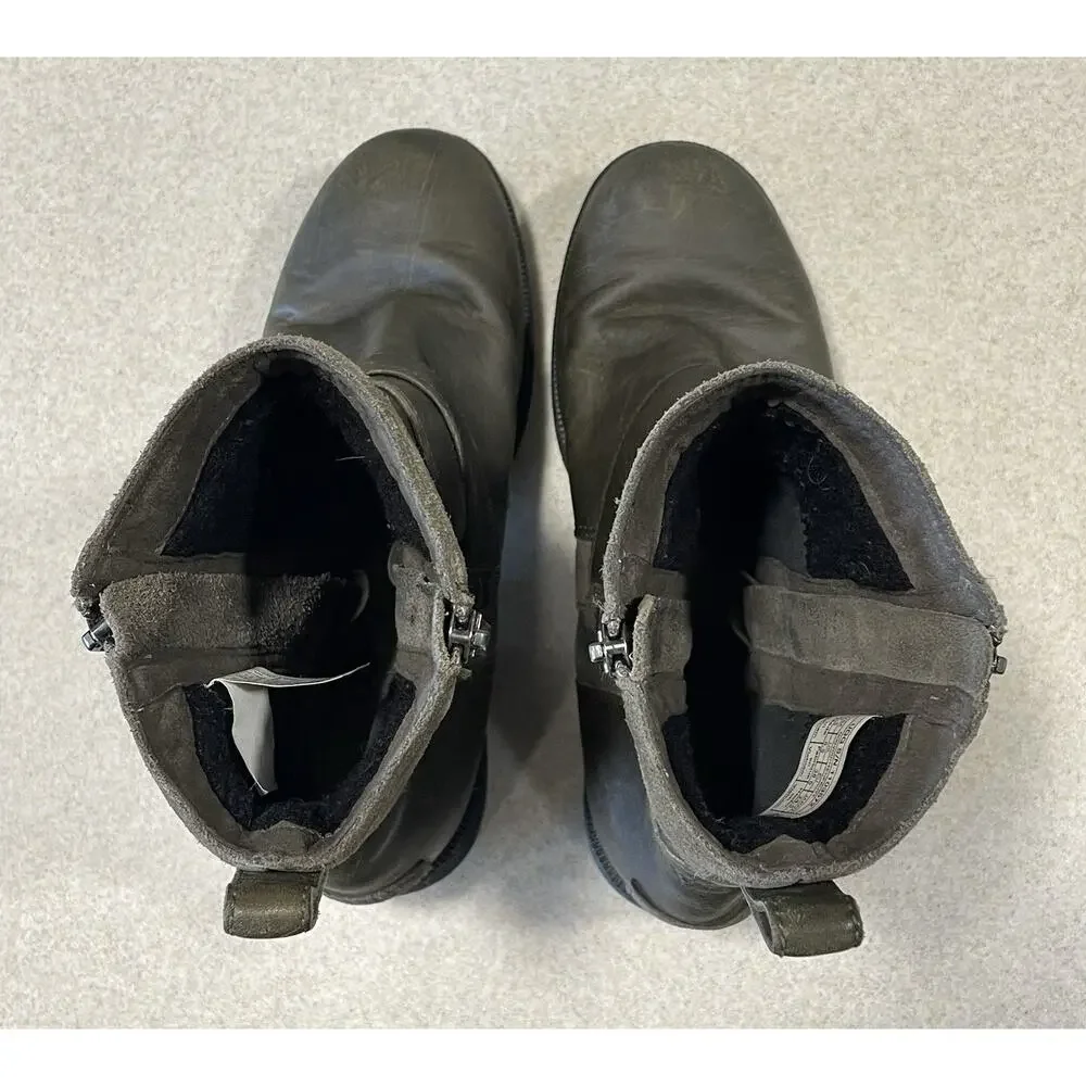 UGG WILDE Slate Leather Ankle Boots MOTO Riding Biker W/Buckles Women’s Size 7.5
